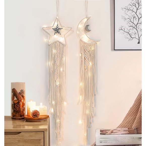 Dream Catchers Star Moon Dream Catcher With Lights- Macrame Dreamcatcher🧐